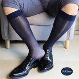 New 3Pairs Pack Men's Bright Oliy OTC Long Glossy Sheer Solid Dress Socks 0002