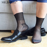 6Pairs Pack Men's Short Solid Chilon Super Thin Silky Sheer Dress Socks 0118