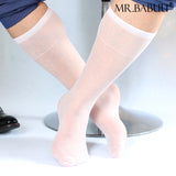 5Pairs Men's Super Thin Transparent Navy Silky OTC Dress Sheer Socks 0022