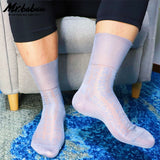 4Pairs Pack vintage style XO texture men's short sheer chinlon silky dress socks 0134