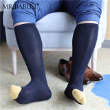 3Pairs Pack Mens Striped Colored Toe Thin Sheer Cotton Over The Calf Dress Socks 0071