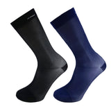 2Pairs Men's Mid Calf True Heel TNT Black Navy Silky Sheer Dress Socks 0011