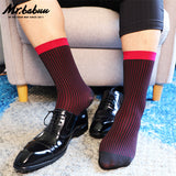 3Pairs Men's Mid Calf Colorful Striped Dress Sexy Silky Sheer Formal Socks 0092