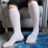 4Pairs Pack Men's Striped OTC Blue Yellow Toe Nylon Silk Sheer Dress Socks 0029