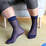 4Pairs Pack men's vintage style sheer chinlon silk short ankle dress socks 0003