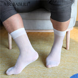 4Pairs Pack men's vintage style sheer chinlon silk short ankle dress socks 0003