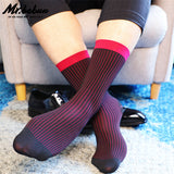 3Pairs Men's Mid Calf Colorful Striped Dress Sexy Silky Sheer Formal Socks 0092