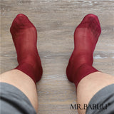 6Pairs Pack Men's Short Solid Chilon Super Thin Silky Sheer Dress Socks 0118