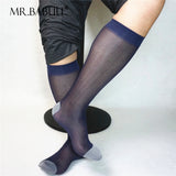 2Pairs Pack Men's Wide Striped OTC Dress Sheer Formal Socks 0063