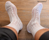 4PAIRS PACK MENS WHITE VINTAGE OLD FASHION SHEER DRESS SUIT ANKLE SOCKS 0133