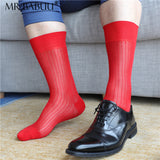 1Pairs Pack Men's Mid Calf Colorful Stereoscopic Striped Smooth Sheer Socks 0050