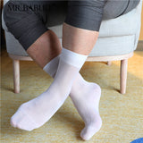 4Pairs Pack men's vintage style sheer chinlon silk short ankle dress socks 0003