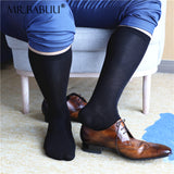 3Pairs Pack Men's Black Stretch Cotton Spandex Sheer Over The Calf Dress Socks 007204