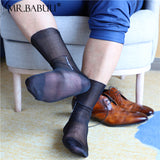 4Pairs Pack Navy Black Mens Classic Vintage Old Fashion Casual Sheer Dress Socks 0112