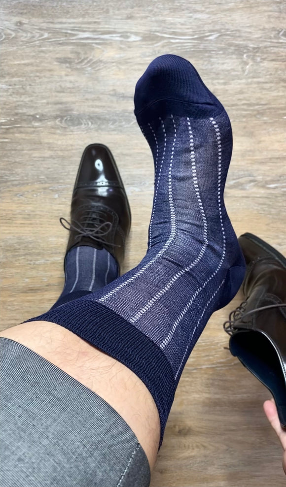 7days used pr-owned men's thin navy cotton socks