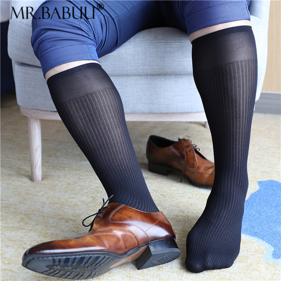 5Pairs Pack Men's Sheer OTC Striped Dress Business Thin Suit Socks 0025