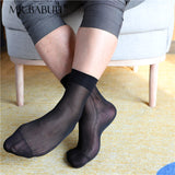 4Pairs Pack men's vintage style sheer chinlon silk short ankle dress socks 0003