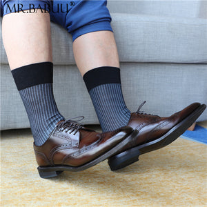 4Pairs Pack Mens striped thin cotton sheer fashion dress socks 0051