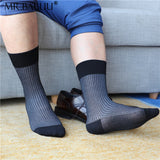 4Pairs Pack Mens striped thin cotton sheer fashion dress socks 0051