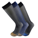 3Pairs Pack Men's OTC Wide Striped Black Yellow Bule Toe Sheer Dress Socks 0027