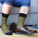 4Pairs Pack Mens striped thin cotton sheer fashion dress socks 0051