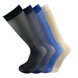 4Pairs Pack Men's Super Smooth Striped MId Calf Nylon Sheer Dress Socks 0028