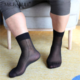 4Pairs Pack men's vintage style sheer chinlon silk short ankle dress socks 0003