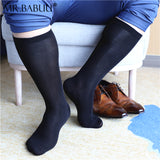 3Pairs Pack Men's Black Stretch Cotton Spandex Sheer Over The Calf Dress Socks 007204