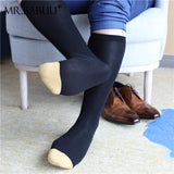 3Pairs Pack Mens Striped Colored Toe Thin Sheer Cotton Over The Calf Dress Socks 0071