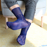 9Pairs Pack Various Colors Mens Classic Vintage Pattern Casual Sheer Socks 0124