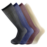 4Pairs Pack Mens wide striped sheer dress smooth silk socks 0033