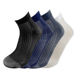 4Pairs Men's Striped Shining Smooth Short Sheer Silky Dress Suit Socks 0036