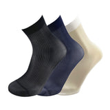 3Pairs Pack Men's Smooth Short Striped Thin Sheer Dress Silk Socks 0038