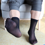 3Pairs Pack Men's Smooth Short Striped Thin Sheer Dress Silk Socks 0038