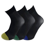 3Pairs Pack Men's Black Green Yellow Blue Toe Sexy Casual Short Sheer Socks 0041