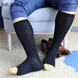 3Pairs Pack Mens Striped Colored Toe Thin Sheer Cotton Over The Calf Dress Socks 0071