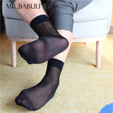 4Pairs Pack men's vintage style sheer chinlon silk short ankle dress socks 0003