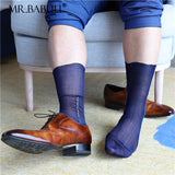 4Pairs Pack Navy Black Mens Classic Vintage Old Fashion Casual Sheer Dress Socks 0112