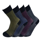 4Pairs Pack Mens striped thin cotton sheer fashion dress socks 0051