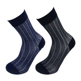 2Pairs Pack Mens wide striped thin cotton sheer fashion dress socks 0052