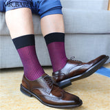 4Pairs Pack Mens striped thin cotton sheer fashion dress socks 0051