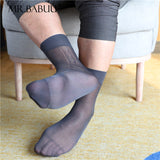 4Pairs Pack men's vintage style sheer chinlon silk short ankle dress socks 0003