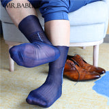 4Pairs Pack Navy Black Mens Classic Vintage Old Fashion Casual Sheer Dress Socks 0112