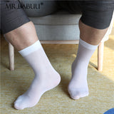 3Pairs Pack Men's Smooth Short Striped Thin Sheer Dress Silk Socks 0038