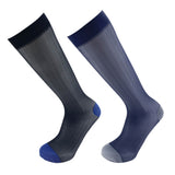 2Pairs Pack Men's Wide Striped OTC Dress Sheer Formal Socks 0063