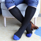 3Pairs Pack Mens Striped Colored Toe Thin Sheer Cotton Over The Calf Dress Socks 0071