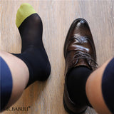 3Pairs Pack Men's Black Green Yellow Blue Toe Sexy Casual Short Sheer Socks 0041