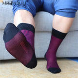 4Pairs Pack Mens striped thin cotton sheer fashion dress socks 0051