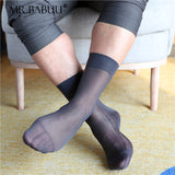 4Pairs Pack men's vintage style sheer chinlon silk short ankle dress socks 0003