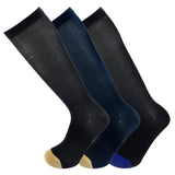 3Pairs Pack Mens Striped Colored Toe Thin Sheer Cotton Over The Calf Dress Socks 0071